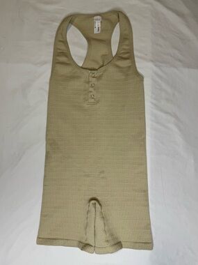 Colsie Beige Waffle Knit Racerback Romper | Size XS